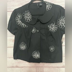 NWT NEW DIRECTIONS, BLACK & WHITE, SHORT SLEEVE, COLLARED, TWO BUTTON JACKET PXL